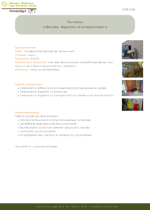 Document de présentation : Biocides : législation et enregistrement