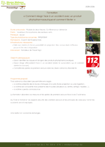 Document de présentation : Comment réagir face à un accident avec un produit phytopharmaceutique et comment l'éviter