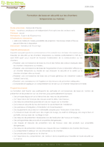Document de présentation : Formation de base en sécurité sur les chantiers temporaires ou mobiles