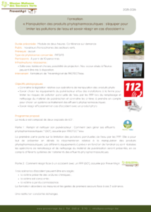 Document de présentation : Manipulation des produits phytopharmaceutiques : s’équiper pour limiter les pollutions de l’eau et savoir réagir en cas d’accident