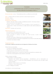 Document de présentation : Prévention des accidents et bonnes pratiques de sécurité dans les Secteurs Verts