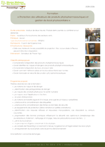 Document de présentation : Protection des utilisateurs de produits phytopharmaceutiques et gestion du local phytosanitaire