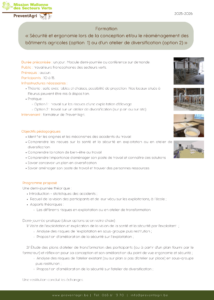 Document de présentation : « Sécurité et ergonomie lors de la conception et/ou le réaménagement des bâtiments agricoles (option 1) ou d'un atelier de diversification (option 2) »