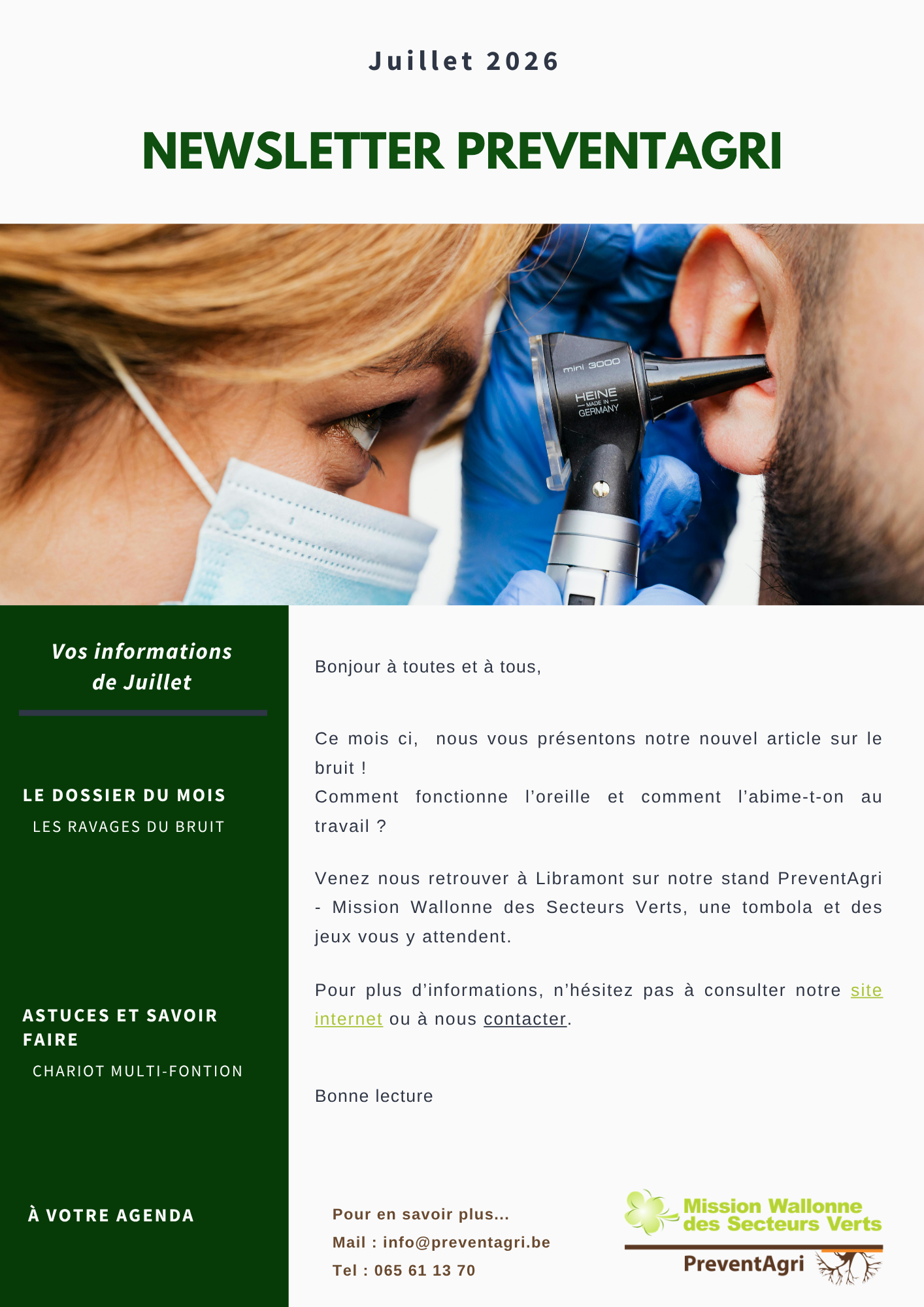 Newsletter PreventAgri de Juillet 2026 : Les ravages du bruit (PDF)